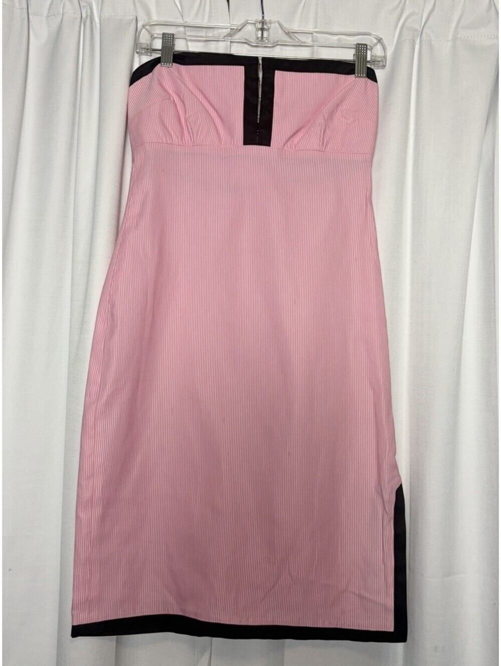 Vintage Y2K 90s Cotton Pink W/ Brown Trim Strapless TOCCA Dress. Size 6 $500